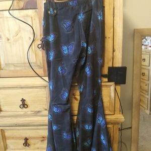 Butterfly bell bottoms pants NEW never worn